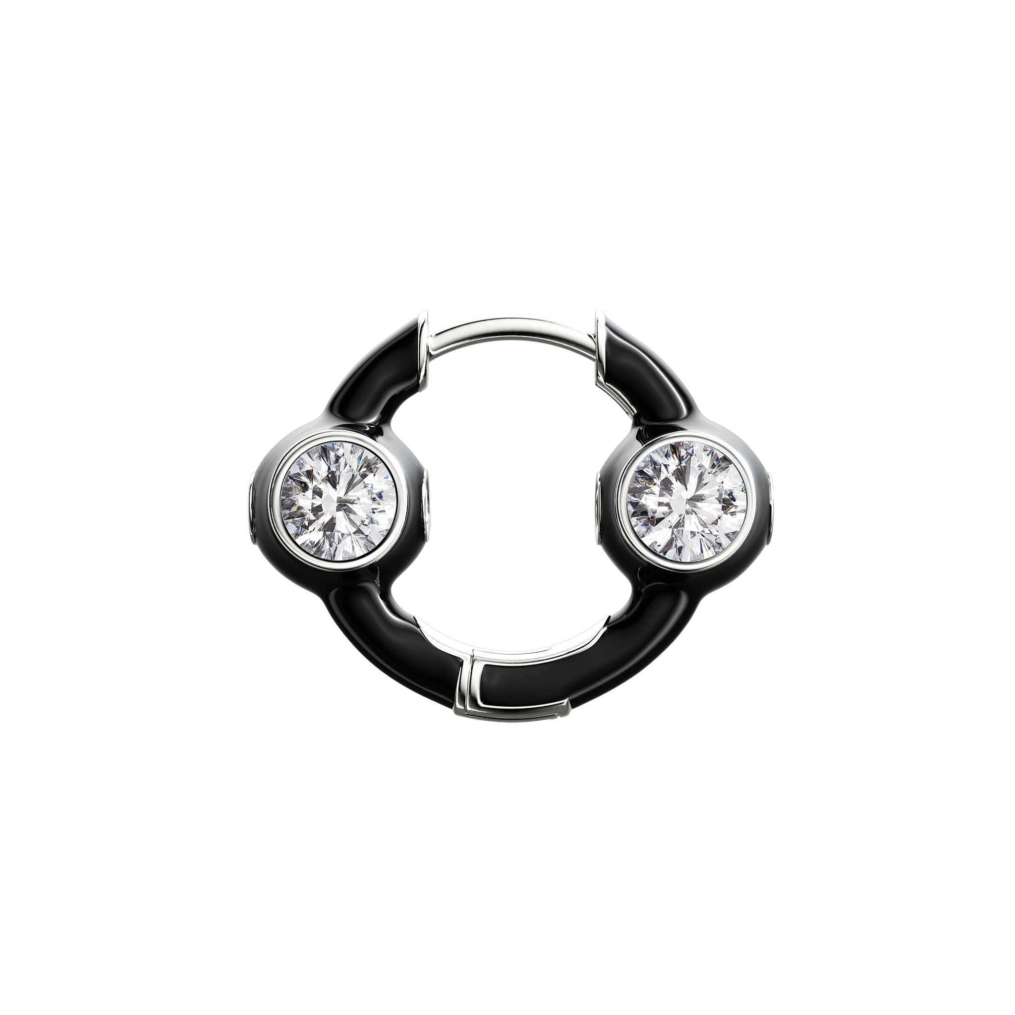 A detail of Sphere Hoop with Stones in Black